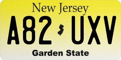 NJ license plate A82UXV