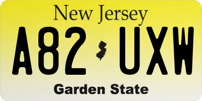 NJ license plate A82UXW