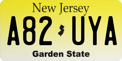 NJ license plate A82UYA