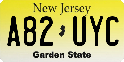 NJ license plate A82UYC