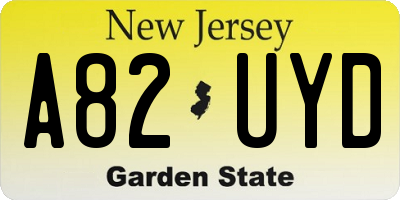 NJ license plate A82UYD
