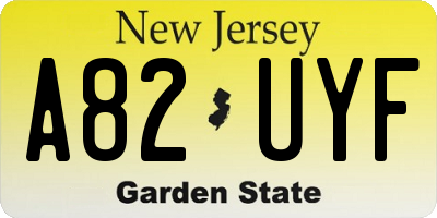NJ license plate A82UYF