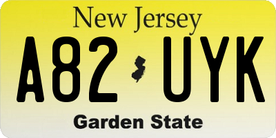 NJ license plate A82UYK