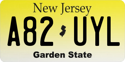 NJ license plate A82UYL
