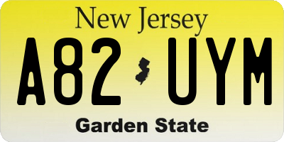 NJ license plate A82UYM