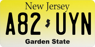 NJ license plate A82UYN