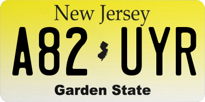 NJ license plate A82UYR