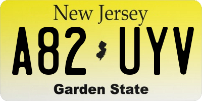 NJ license plate A82UYV