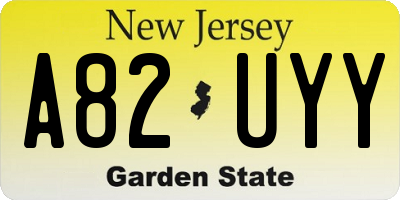 NJ license plate A82UYY
