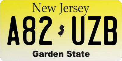 NJ license plate A82UZB