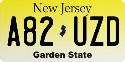 NJ license plate A82UZD