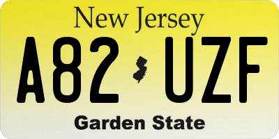 NJ license plate A82UZF
