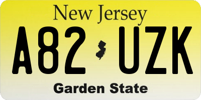 NJ license plate A82UZK