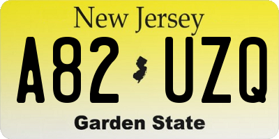 NJ license plate A82UZQ