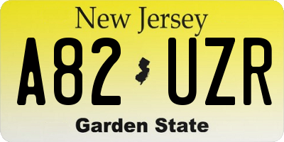 NJ license plate A82UZR