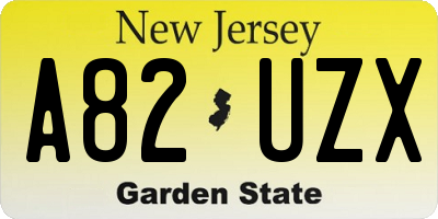 NJ license plate A82UZX
