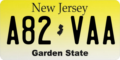 NJ license plate A82VAA