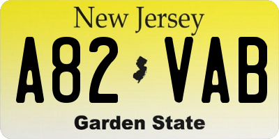 NJ license plate A82VAB