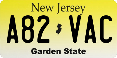 NJ license plate A82VAC