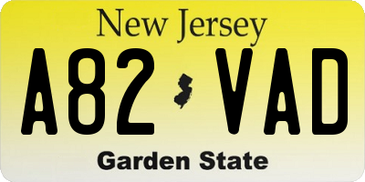 NJ license plate A82VAD