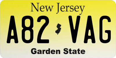 NJ license plate A82VAG