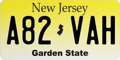 NJ license plate A82VAH