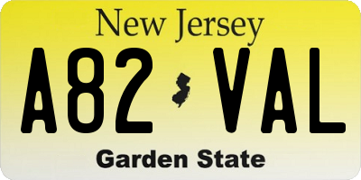 NJ license plate A82VAL