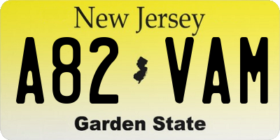 NJ license plate A82VAM