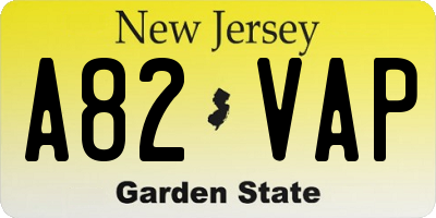 NJ license plate A82VAP
