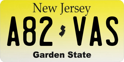NJ license plate A82VAS