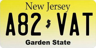 NJ license plate A82VAT