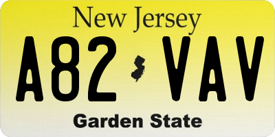 NJ license plate A82VAV