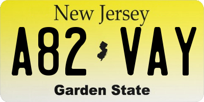 NJ license plate A82VAY