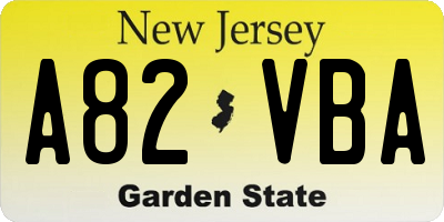 NJ license plate A82VBA