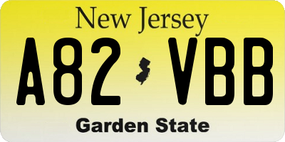 NJ license plate A82VBB