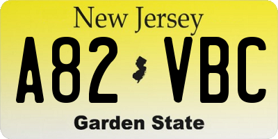 NJ license plate A82VBC