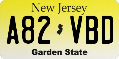 NJ license plate A82VBD