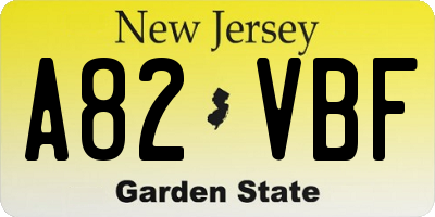 NJ license plate A82VBF