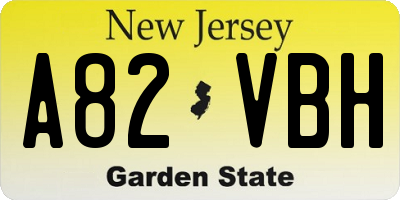 NJ license plate A82VBH