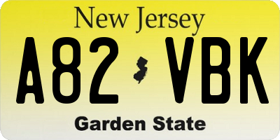 NJ license plate A82VBK