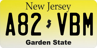 NJ license plate A82VBM