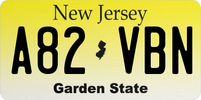 NJ license plate A82VBN