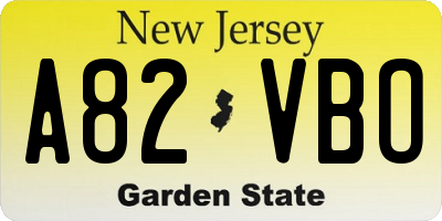 NJ license plate A82VBO