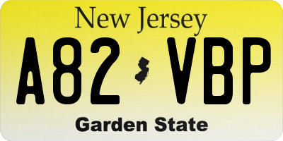 NJ license plate A82VBP