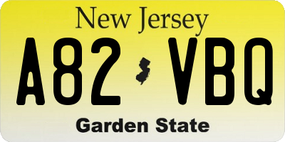NJ license plate A82VBQ