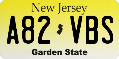 NJ license plate A82VBS