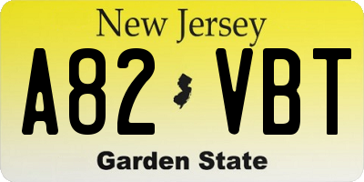NJ license plate A82VBT