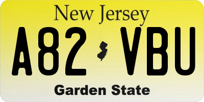 NJ license plate A82VBU