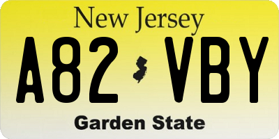 NJ license plate A82VBY