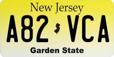NJ license plate A82VCA